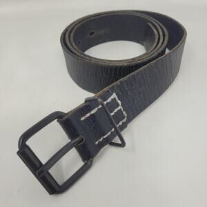 Gap Belt Mens 36 Black Leather Contrast Stitch Utility Industrial Rugged Casual